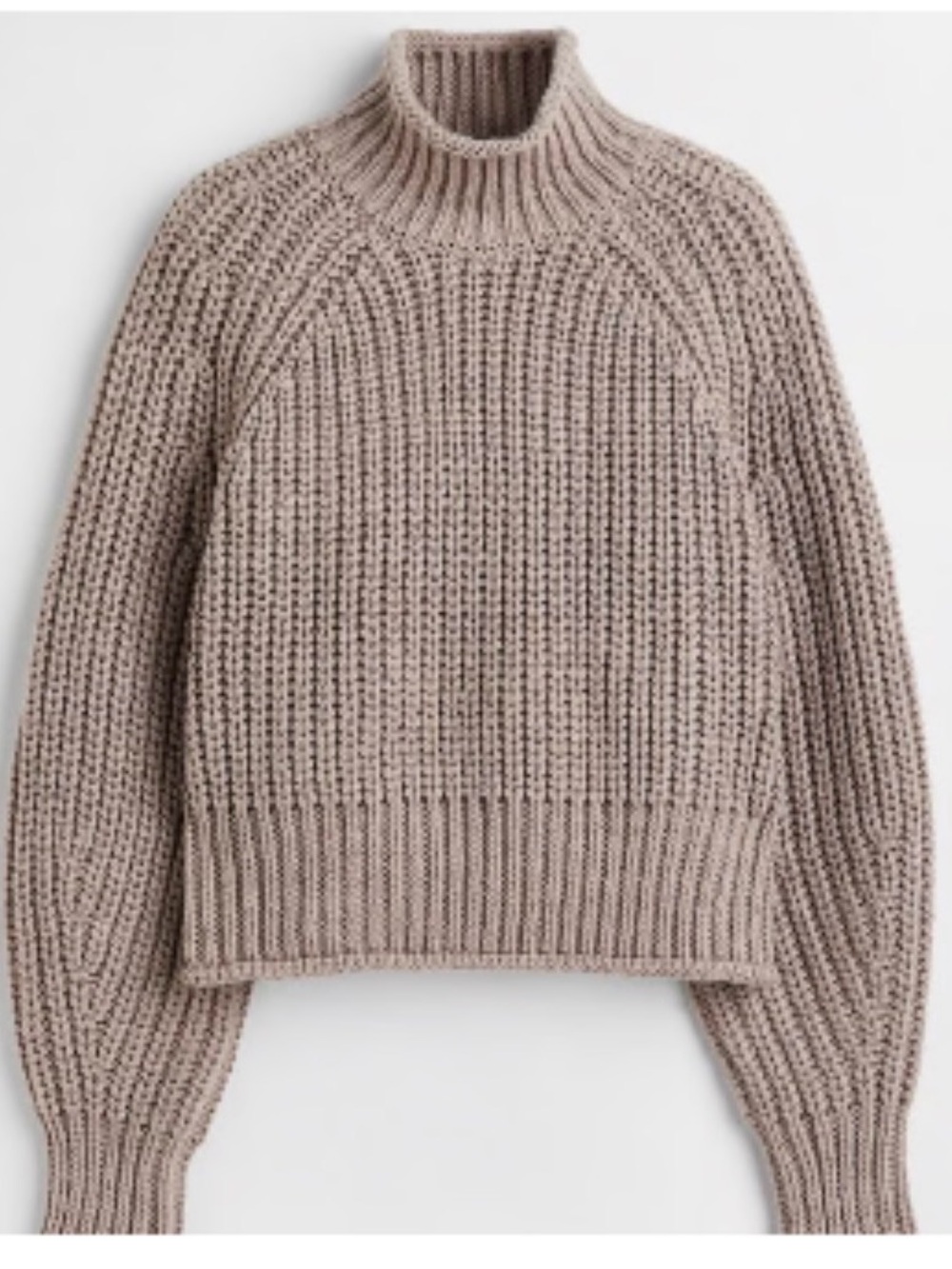 H&M Chunky Ribbed Turtleneck Sweater in Taupe women XS